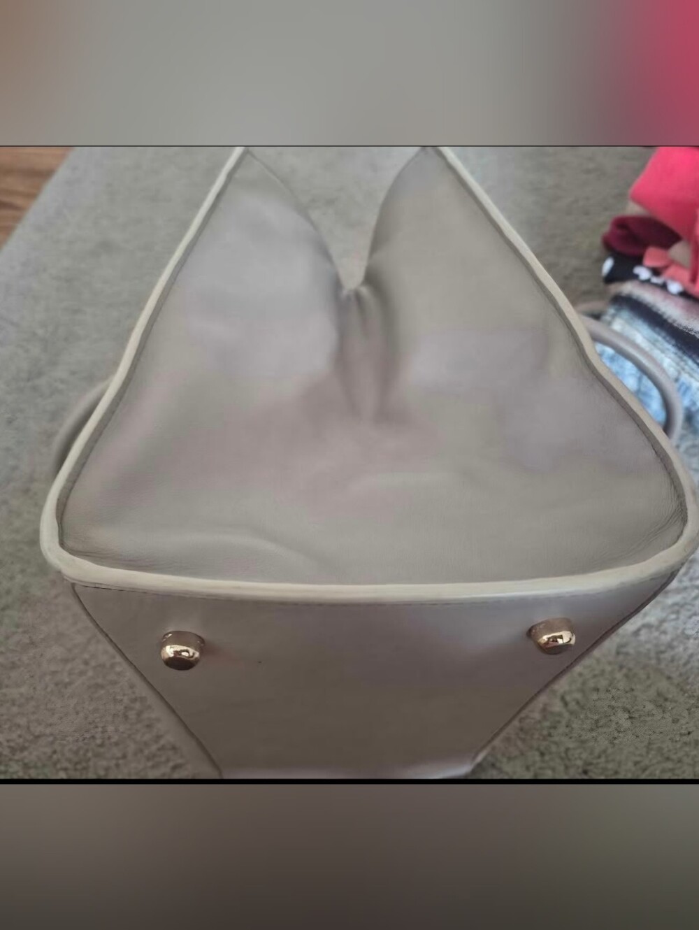 Coach Cream Leather Tote with Gold Feet - Picture 7 of 8